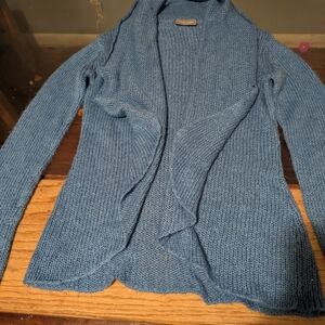 Wooden Ships Dusty Blue Open-Front Knit Cardigan